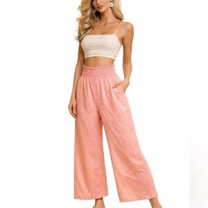 L2. Elegant Pink Wide-Leg Women's Pants